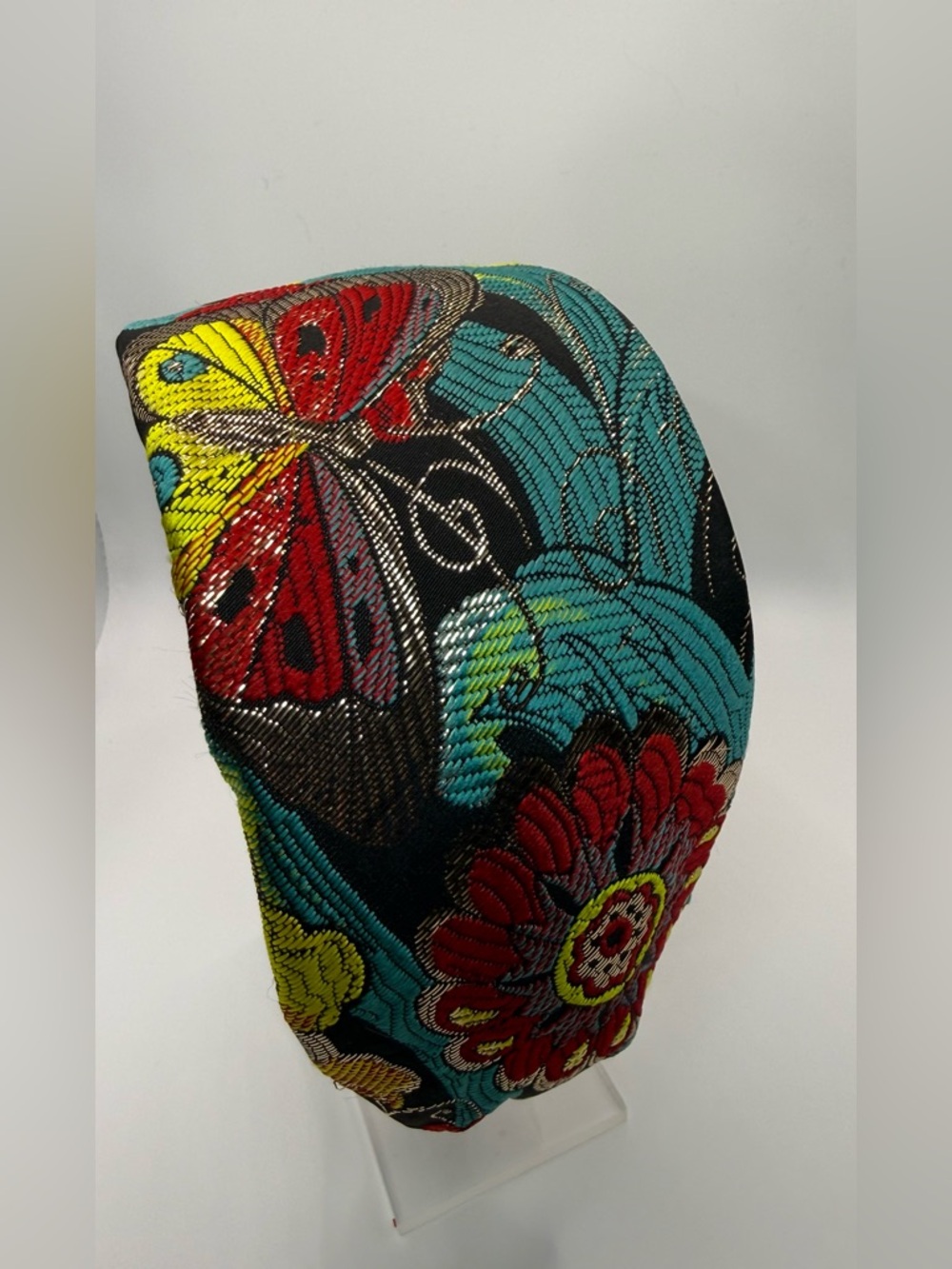 Floral butterfly Embroidered Padded Headband - Multicolor wide headband - Picture 2 of 7